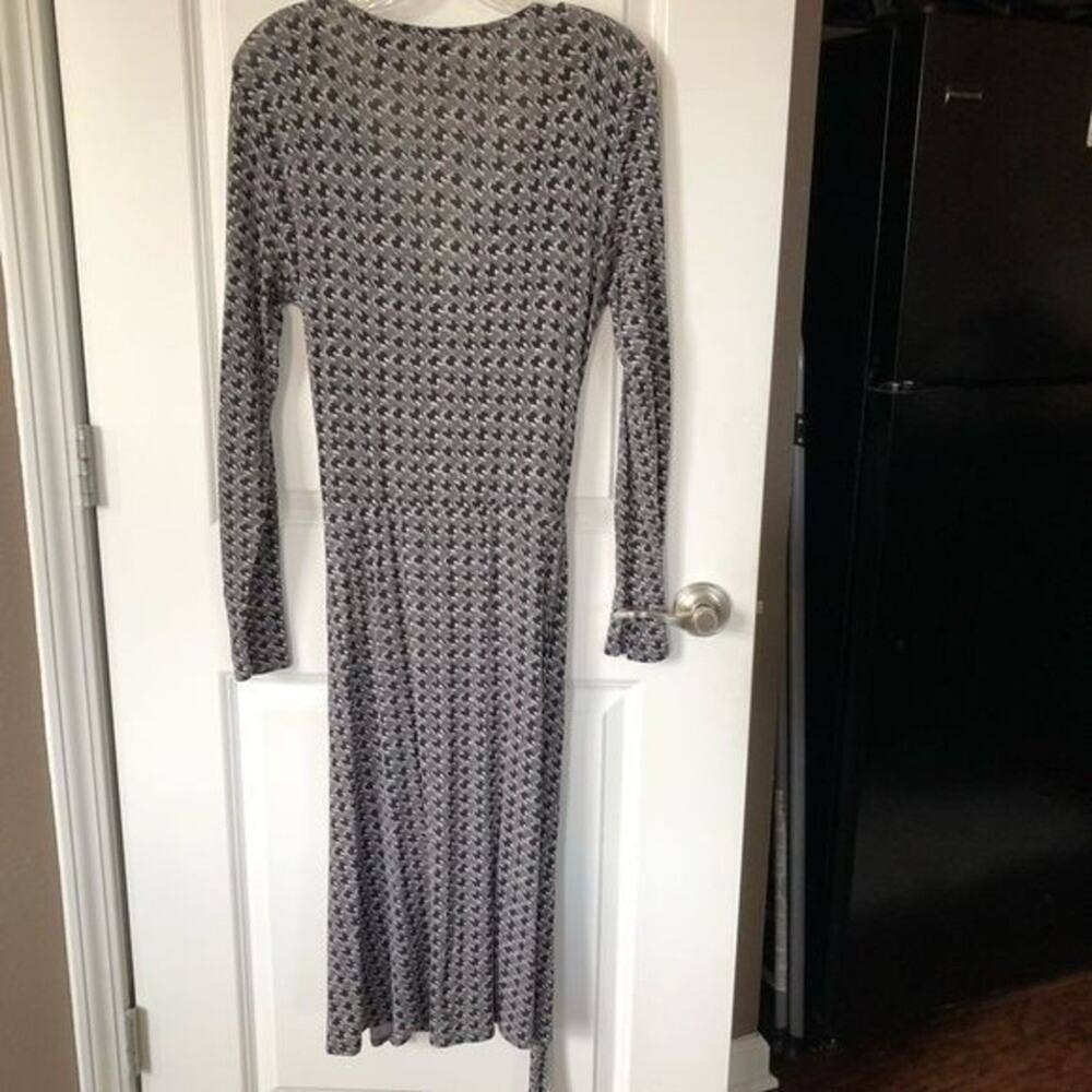 NEW YORK AND CO Midi Dress Womens L Black Gray Houndstooth Print Office Business - Picture 3 of 10